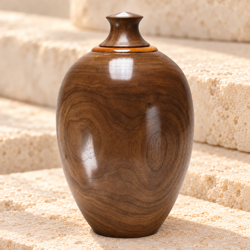 Dark Native Southeastern Wood Cremation Urn — main — evr9103