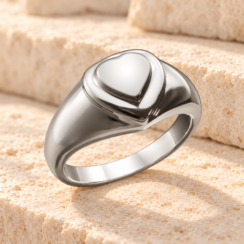 Women's White Gold Forever Love Heart Cremation Ring