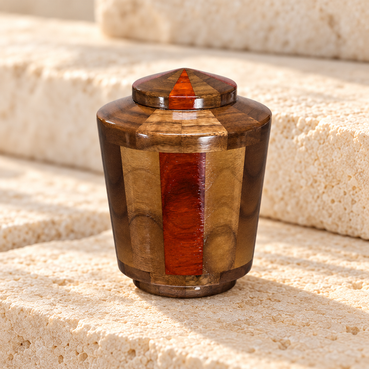 Trinity Urn in Black Walnut & Padauk-Keepsake