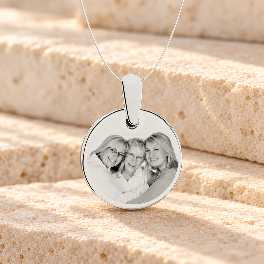Round Photo Engraved Stainless Guardian