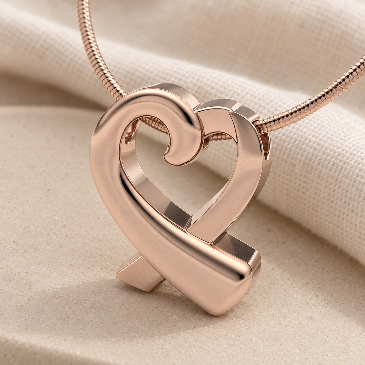 Rose Gold Plated Folded Heart Forever Sealed Memorial Jewelry — alternate view — evr6181rgfs