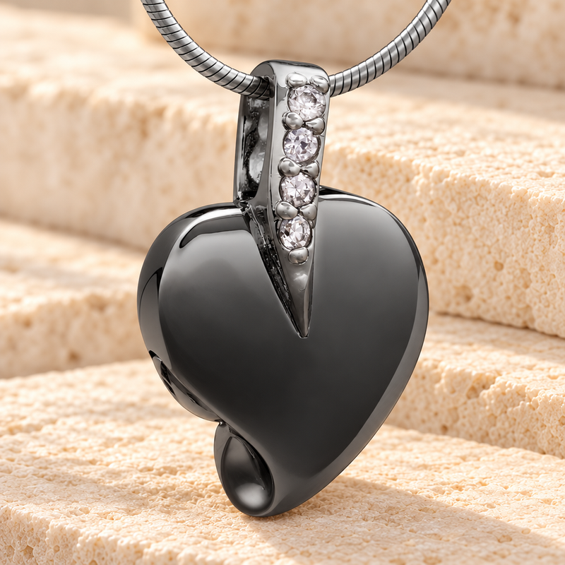 Black Heavenly Heart Cremation Jewelry
