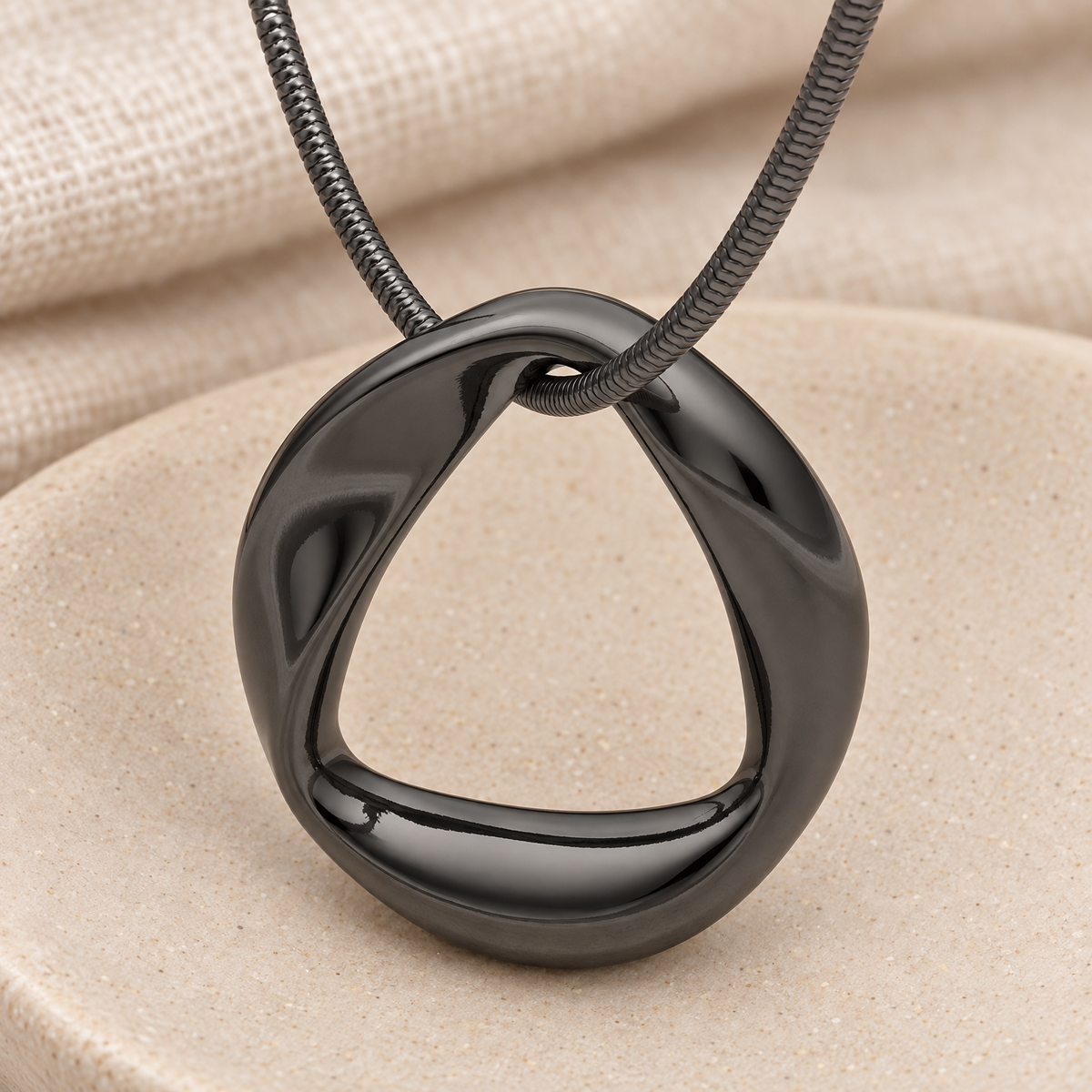 Black Plated Helix Round Forever Sealed Memorial Jewelry — rear view — evr20020blfs