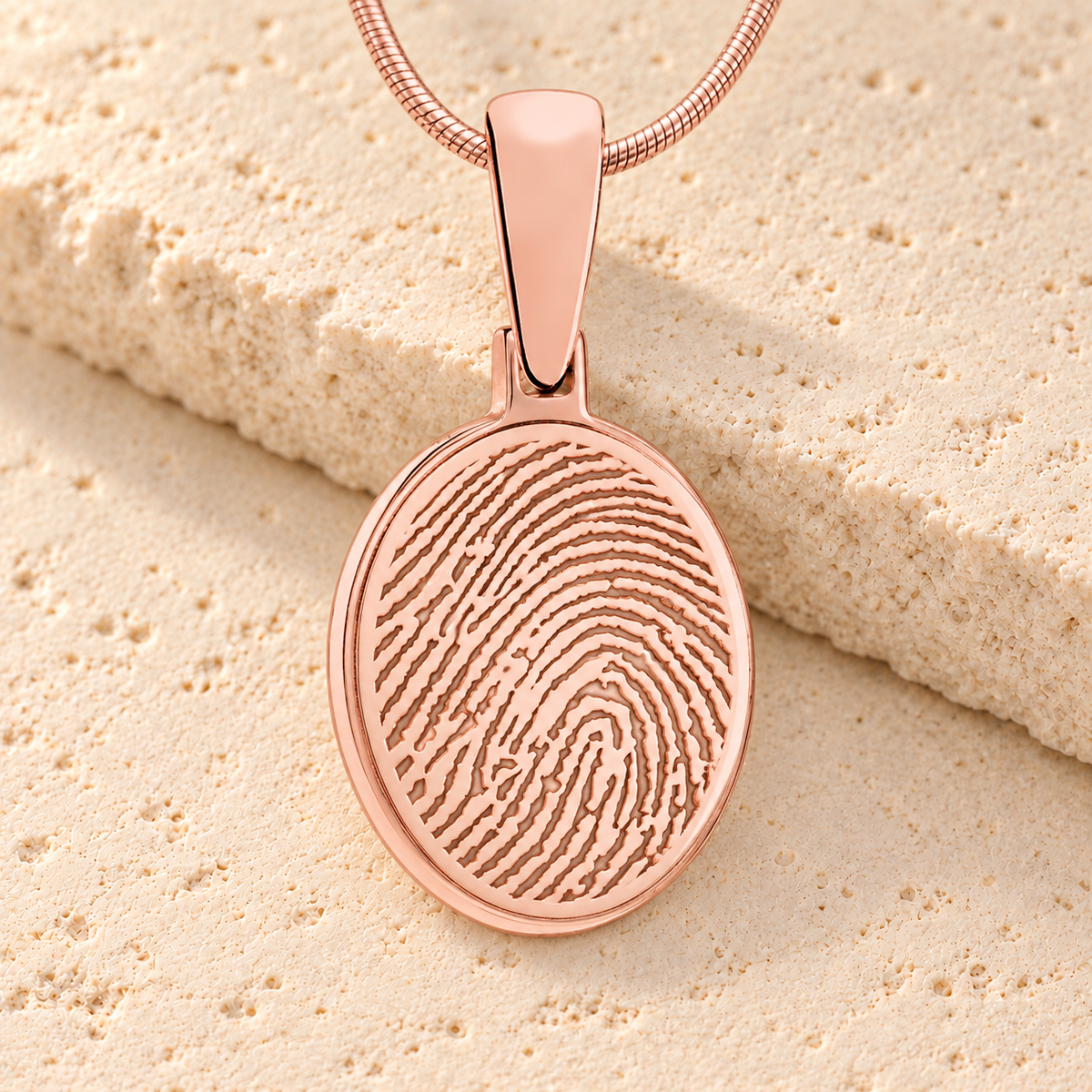 Rose Gold Plated Oval Fingerprint Necklace — main — evr4730rg