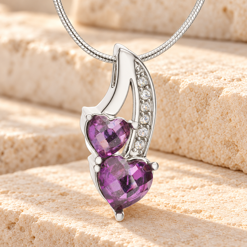 Purple Calming Hearts Memorial Jewelry