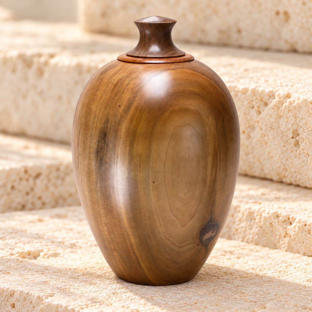 Classic Native Southeastern Wood Cremation Urn — main — evr9105