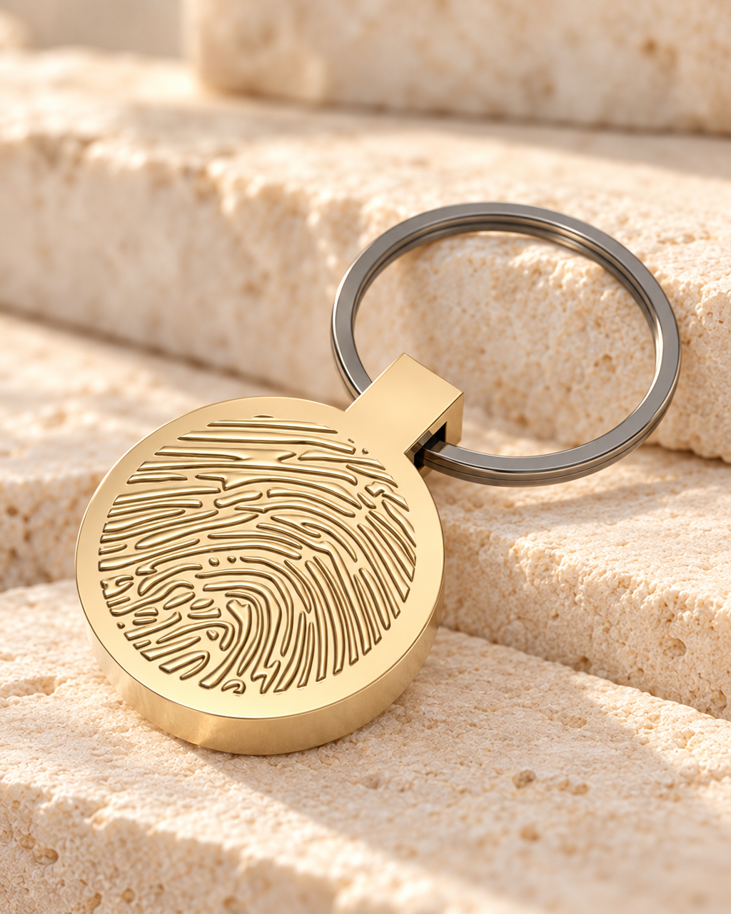 Solid 14K Gold Fingerprint Cast Forever Sealed Memorial Keychain — main — evr4799kgfs