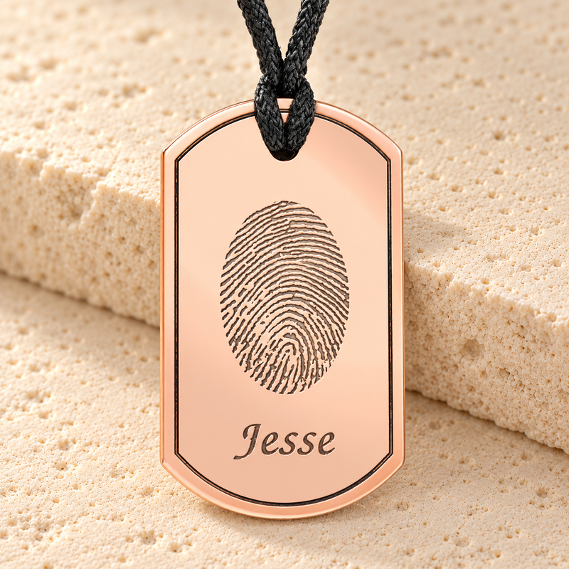 Modern Dog Tag Copper Fingerprint Necklace
