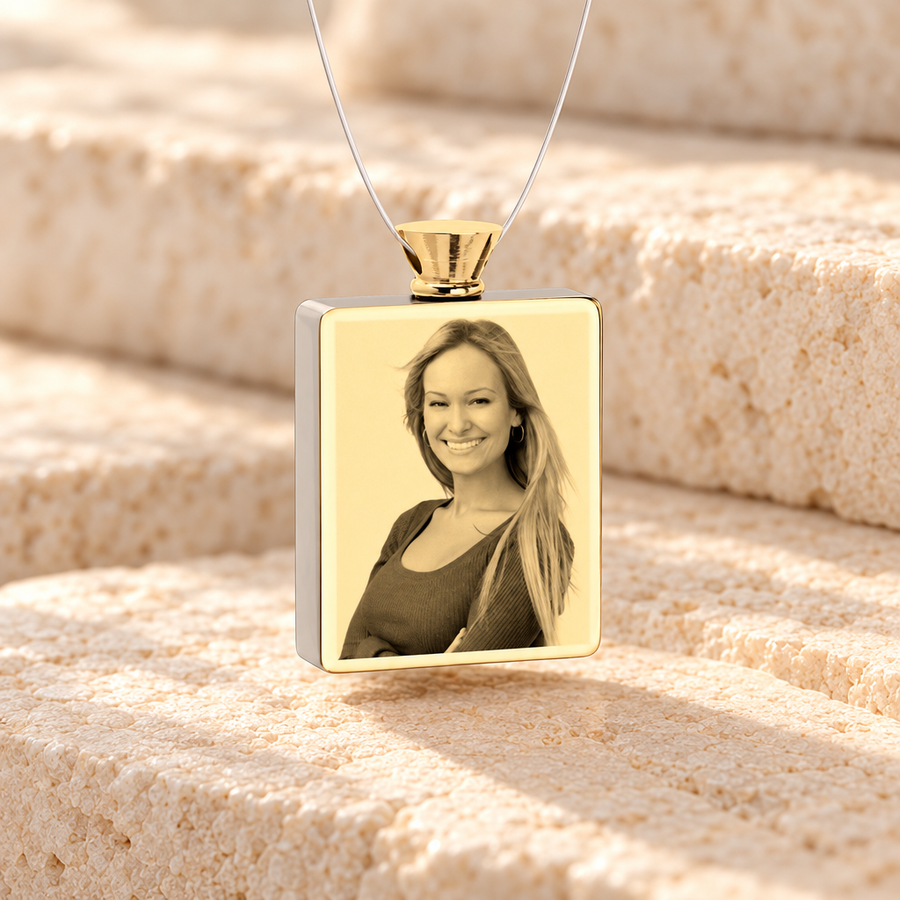Rectangle Gold Plated Photo Engraved Ash Guardian
