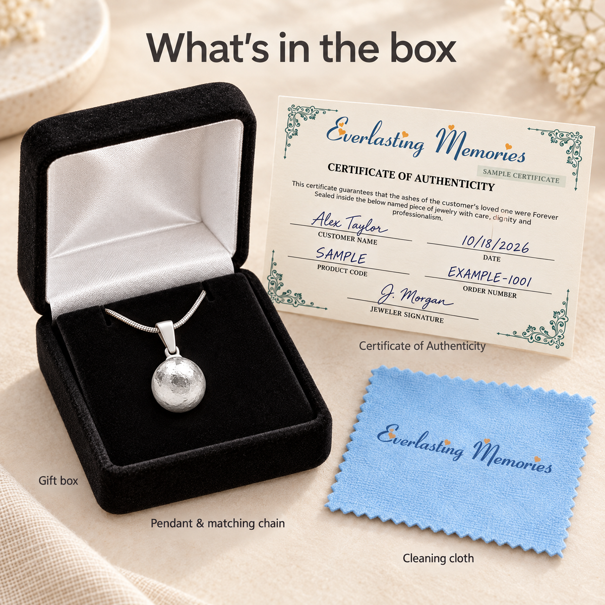 14K White Gold Across The Globe Forever Sealed Memorial Jewelry — whats in box — evr20030wgfs