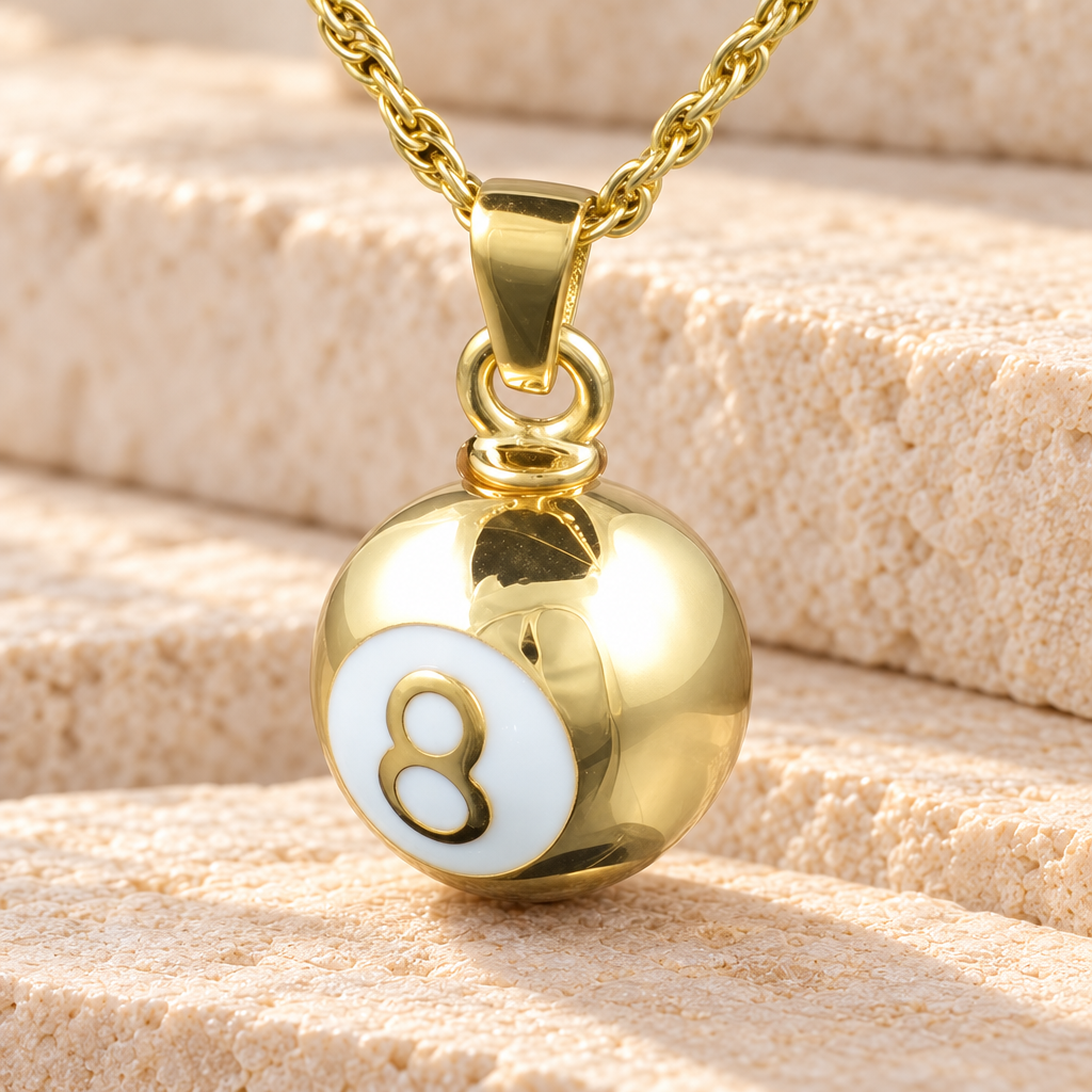 Gold Plated 8 Ball Memorial Urn Jewelry — main — evr984gv