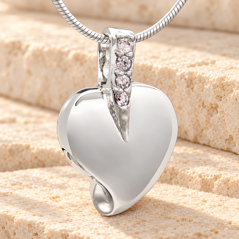 Silver Heavenly Heart Cremation Jewelry