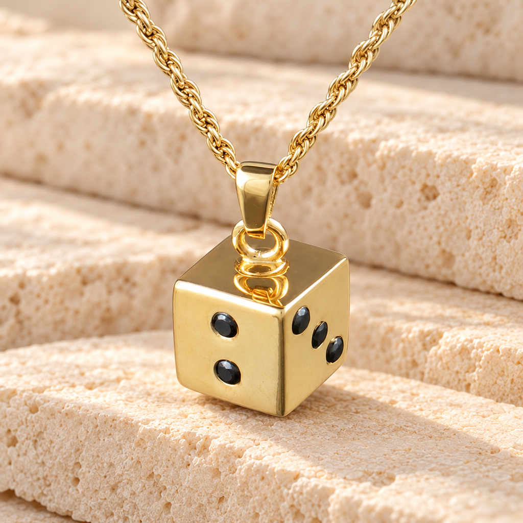 14K Gold Plated Dice Urn Keepsake — main — evr594kg