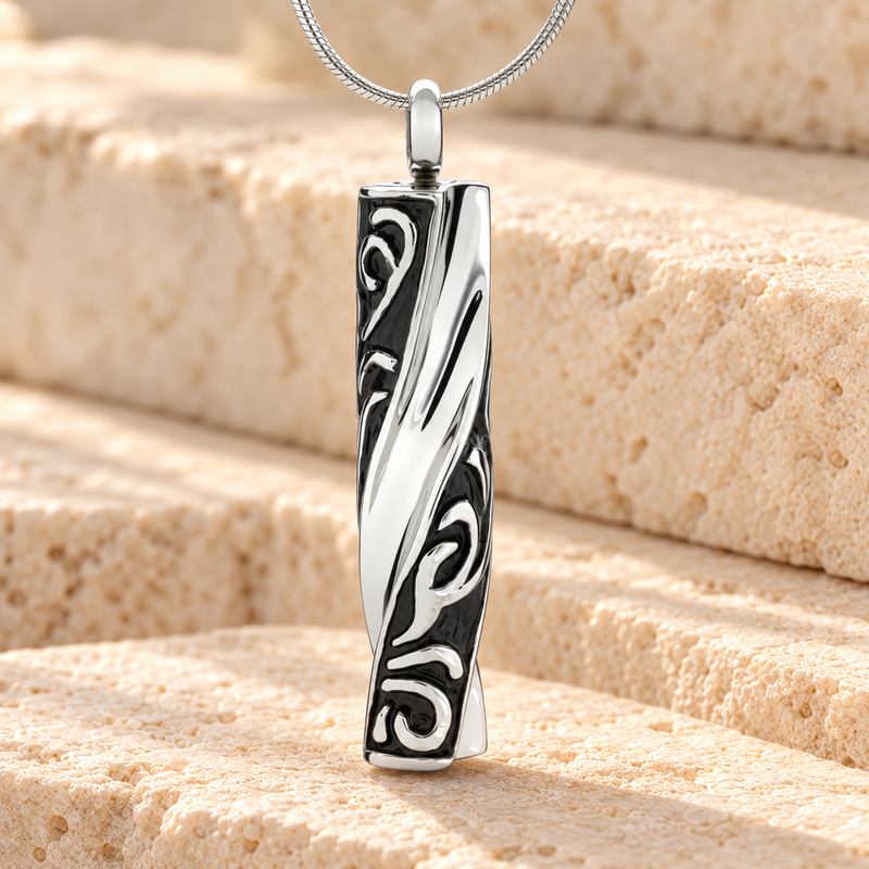Stainless Twisted Cylinder Cremation Jewelry