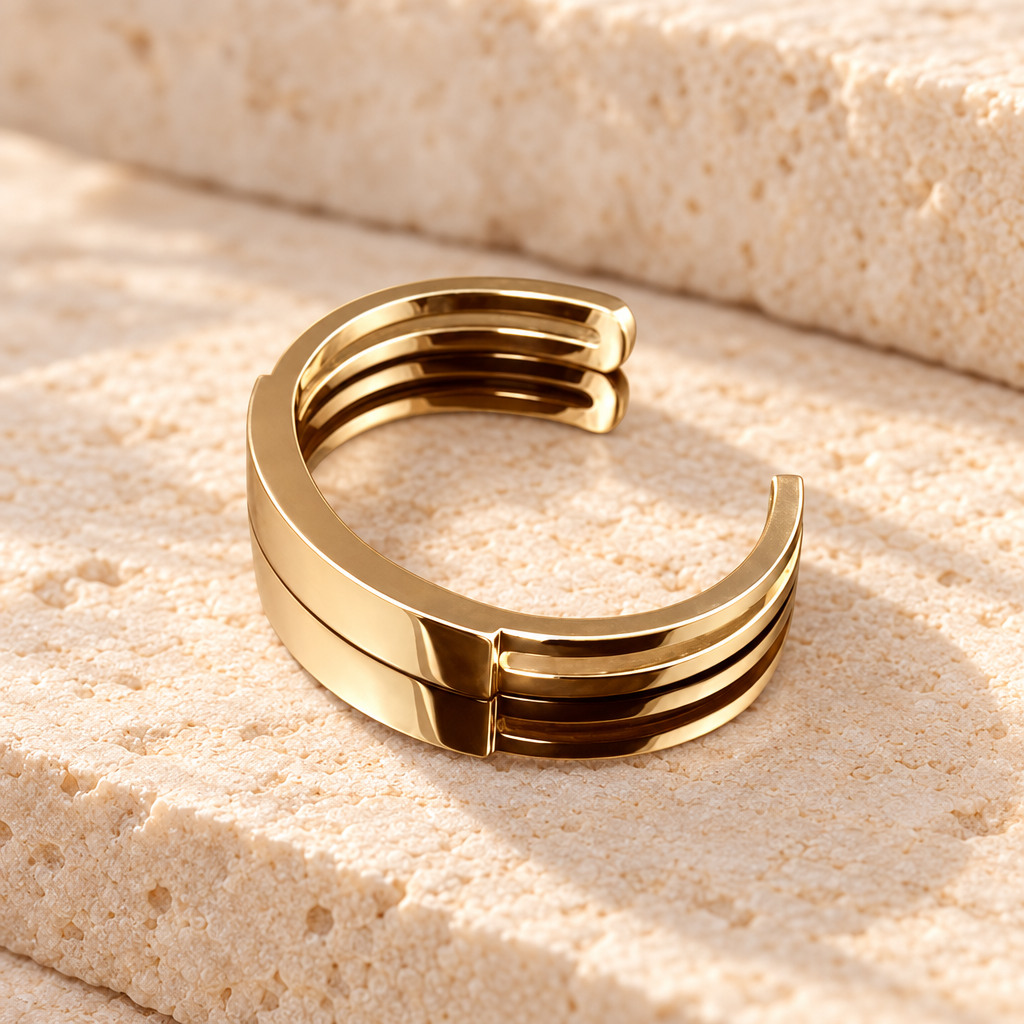 Gold Plated Men's Elegance Cuff Cremation Bracelet — main — evr6024mgv