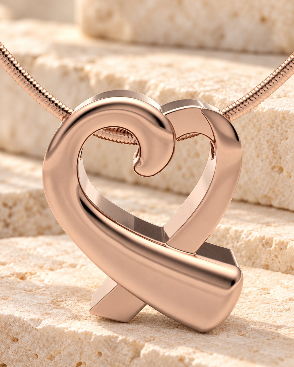 Rose Gold Plated Folded Heart Forever Sealed Memorial Jewelry — main — evr6181rgfs