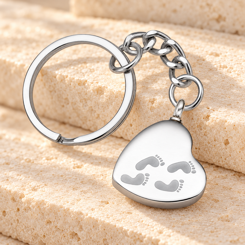 Traveling Heart Stainless Steel Cremation Keychain