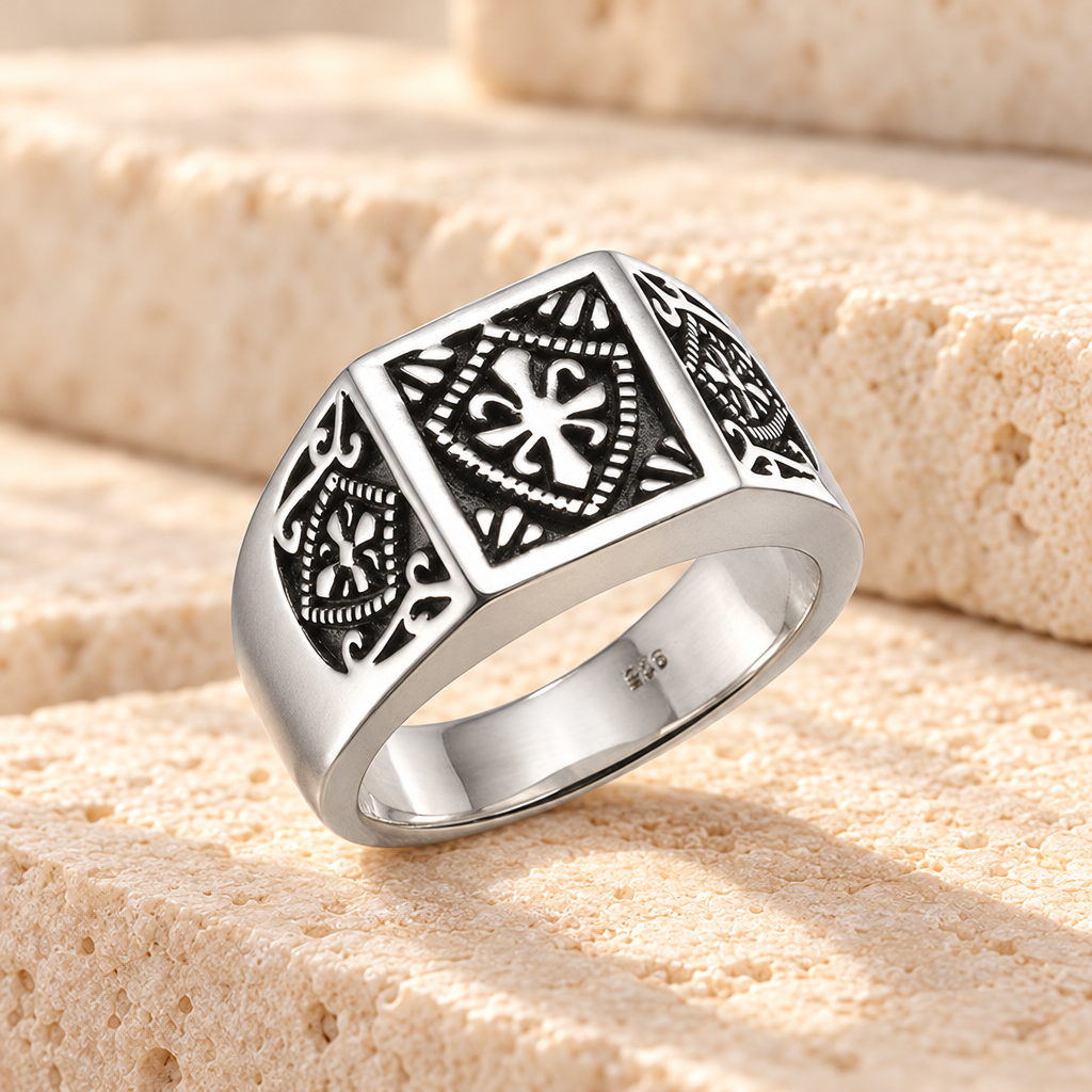 Sterling Silver Crowned Cremation Ring — main — evr600ss