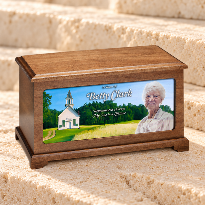 School House Digital Photo Urn