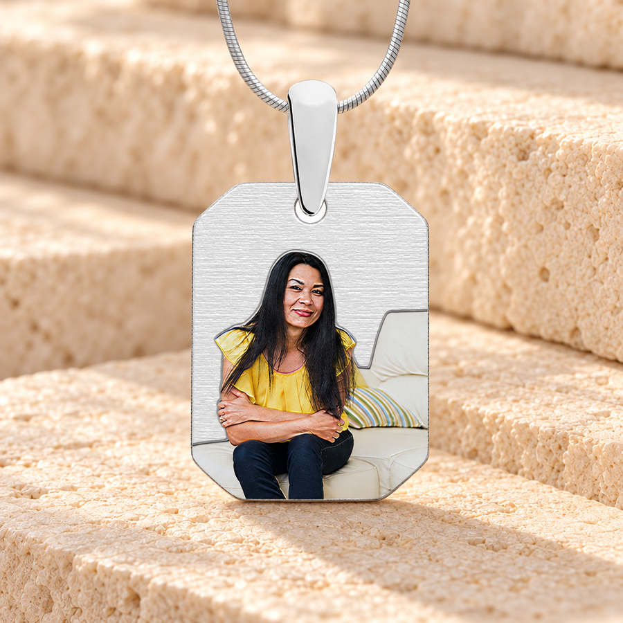 Silver Boxed Color Photo Engraved Pendant