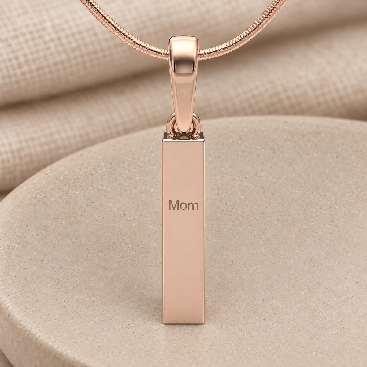 Rose Gold Plated Faithfulness Cylinder Forever Sealed Memorial Jewelry — rear engraving — evr20029rgfs