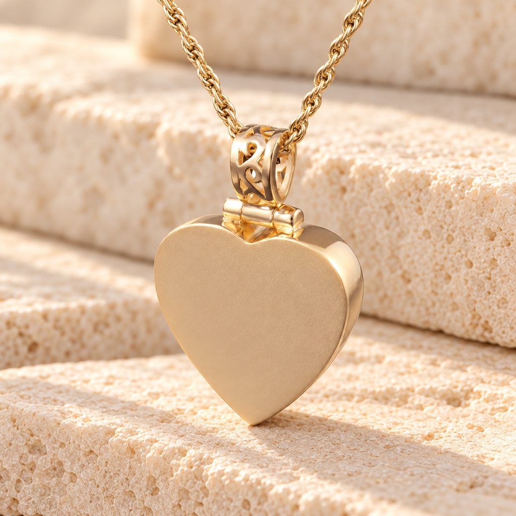 14K Gold Plated Grand Heart Urn Necklace — main — evr164gv