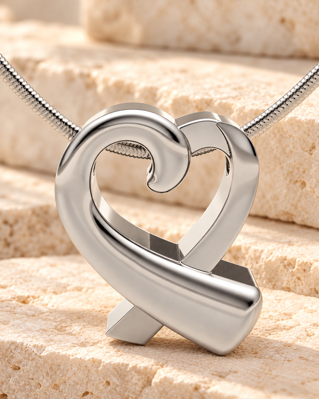 Solid 14K White Gold Folded Heart Forever Sealed Memorial Jewelry — main — evr6181wgfs