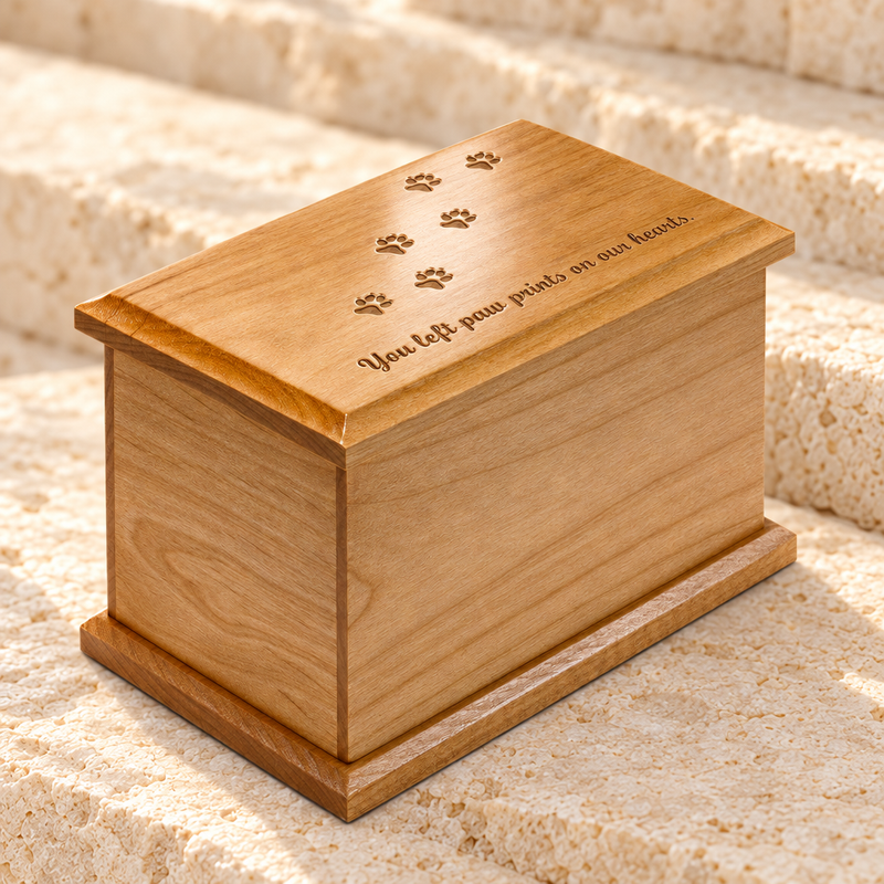 Medium Alder Cremation Urn w/ Pawprints
