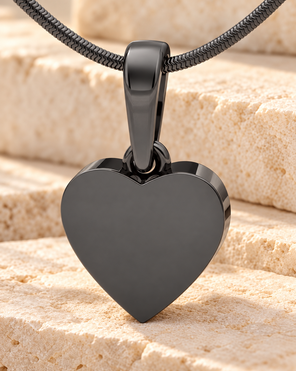 Black Plated Serenity Heart Forever Sealed Cremation Jewelry — main — 20037blfs
