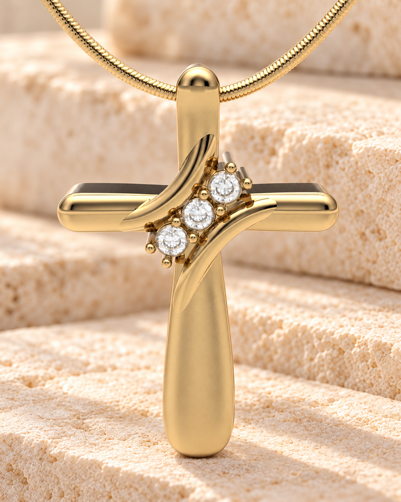 Forever Sealed Gold Plated Stylish Cross Memorial Jewelry