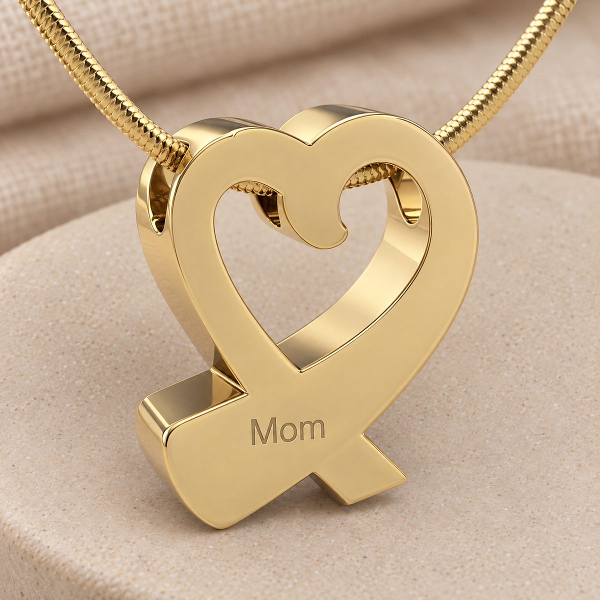 Gold Plated Folded Heart Forever Sealed Memorial Jewelry — rear engraving — evr6181gfs