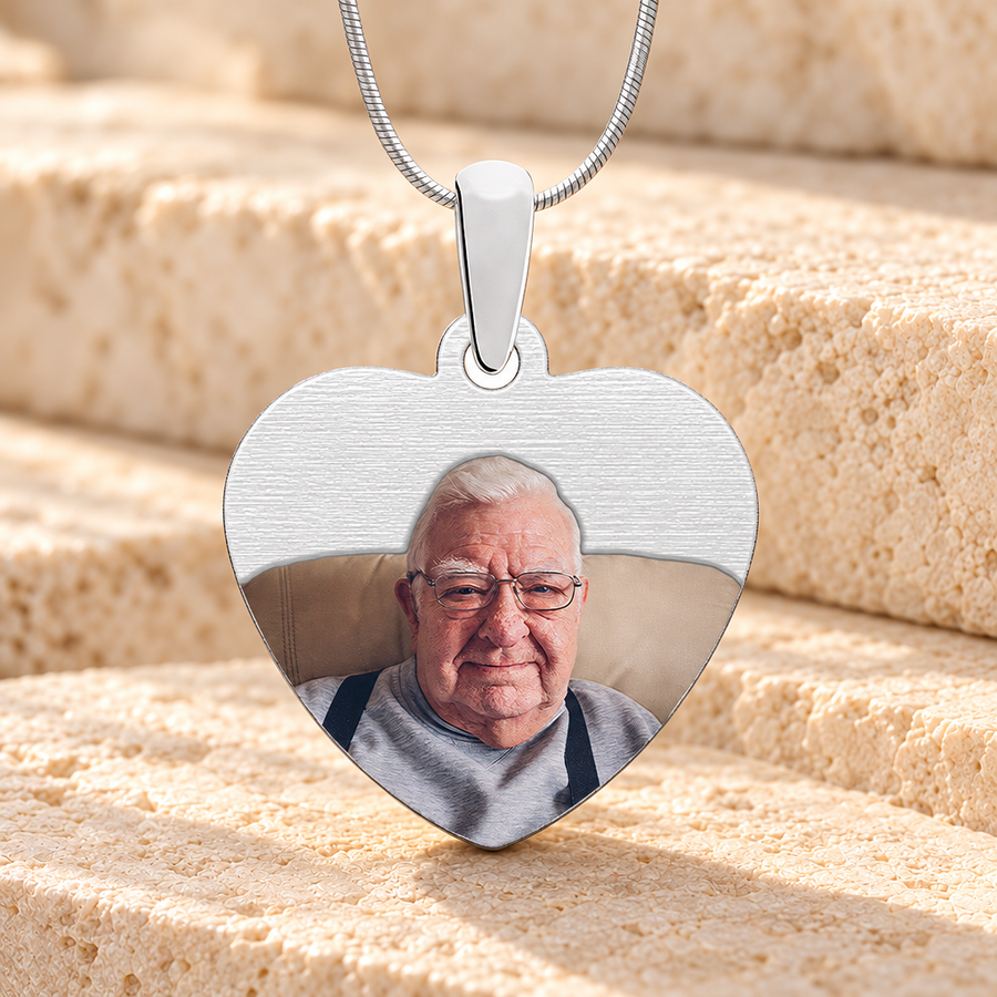 Heart Color Photo Engraved Stainless Keepsake