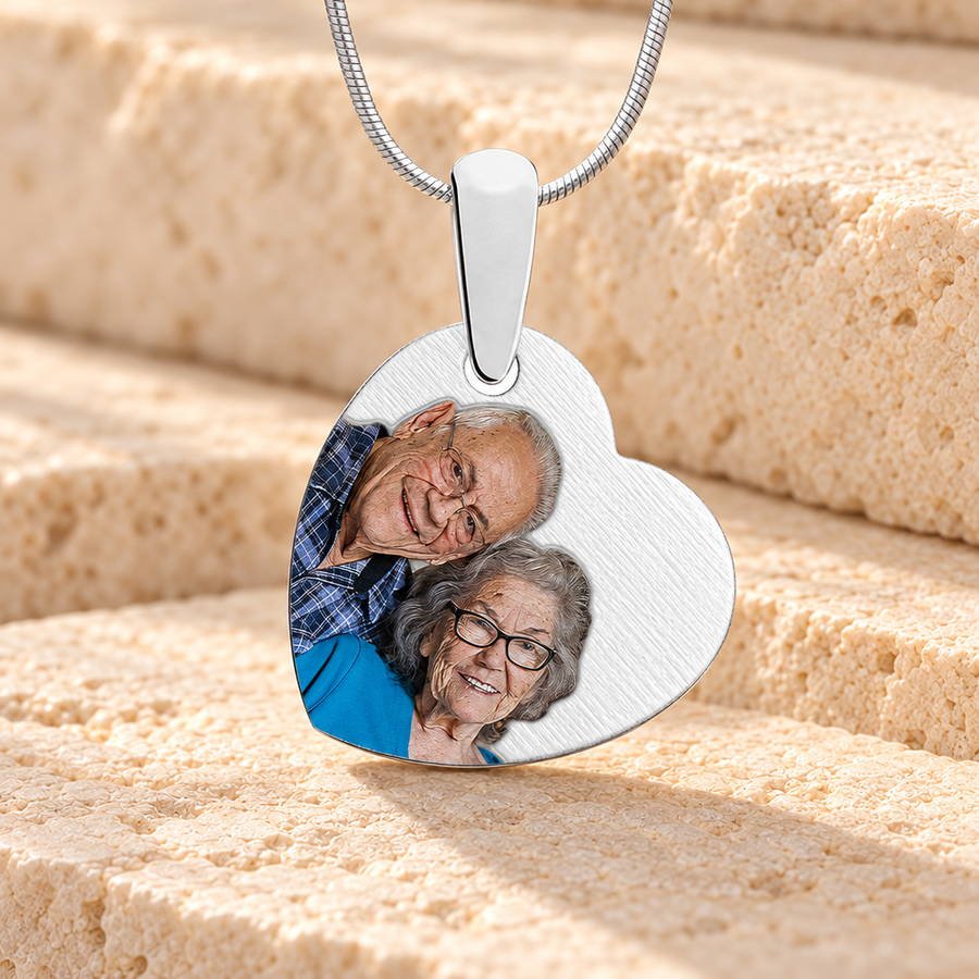 Silver Heartfelt Color Photo Pendant