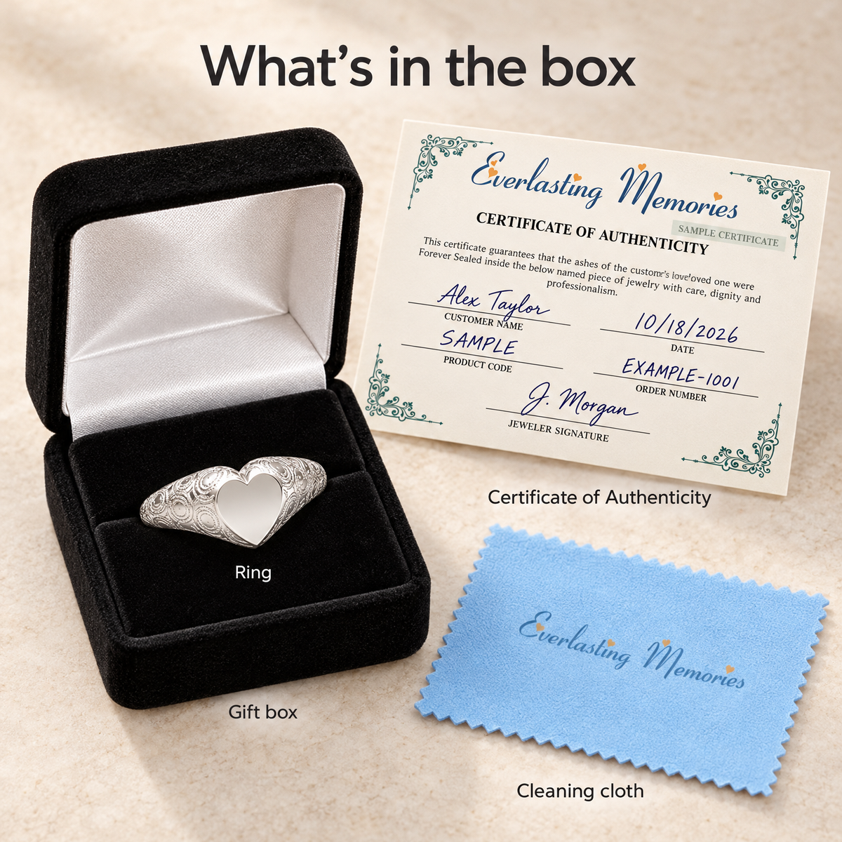 Sterling Silver Signet with Pattern Forever Sealed Memorial Ring — whats in box — evr20041fs