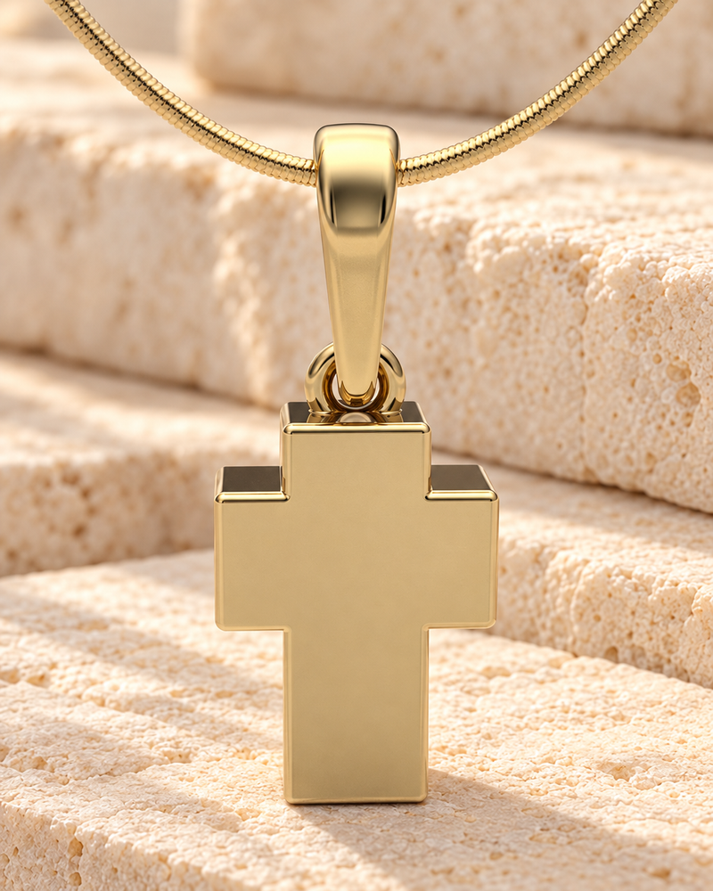 Gold Plated Faithful Cross Forever Sealed Cremation Jewelry
