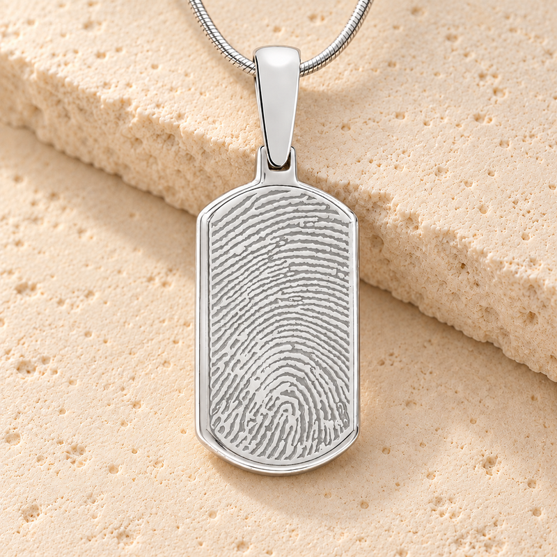 Dog Tag Sterling Silver Fingerprint Necklace