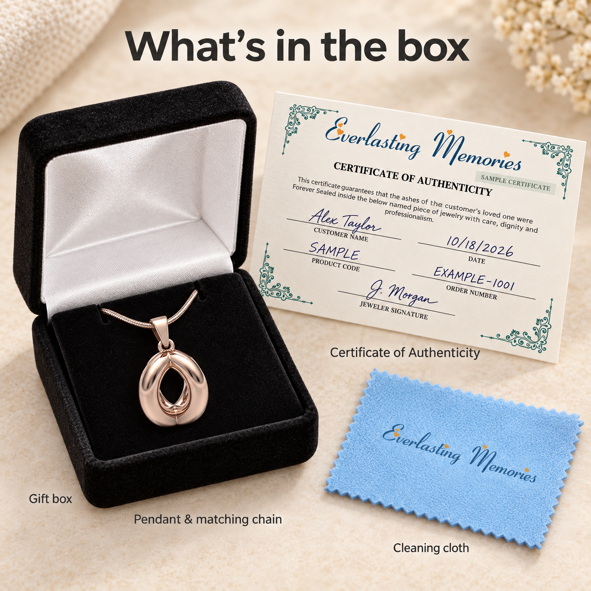 Rose Gold Plated Open Ardor Forever Sealed Memorial Jewelry — whats in box — evr20028rgfs