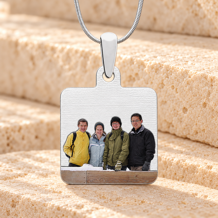 Stainless Square Block Color Photo Pendant