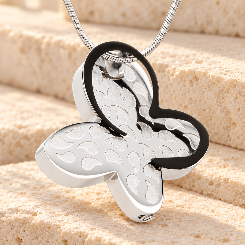 Silver Wakeful Butterfly Urn Pendant