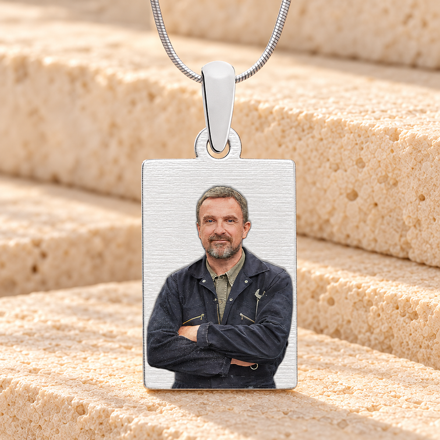 Rectangle Color Photo Engraved Stainless Keepsake