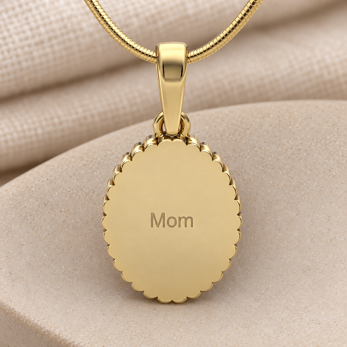 Gold Plated At Heart Oval Forever Sealed Memorial Jewelry — rear engraving — evr20009gfs