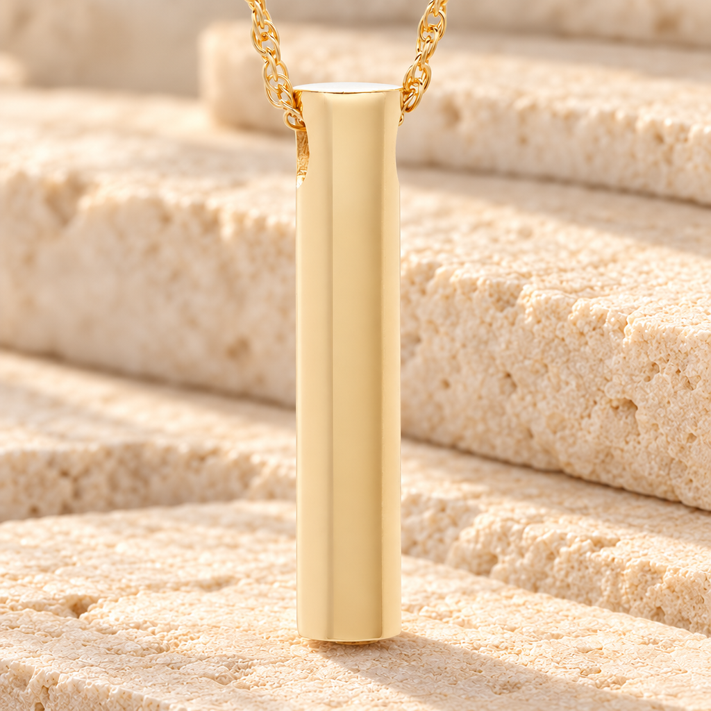 14K Gold Plated Marley Cylinder Funeral Jewelry — main — evr719gv