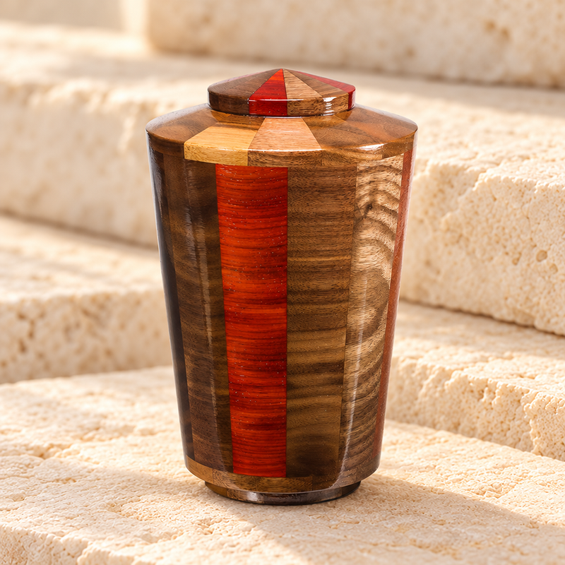 Small Trinity Urn in Black Walnut & Padauk