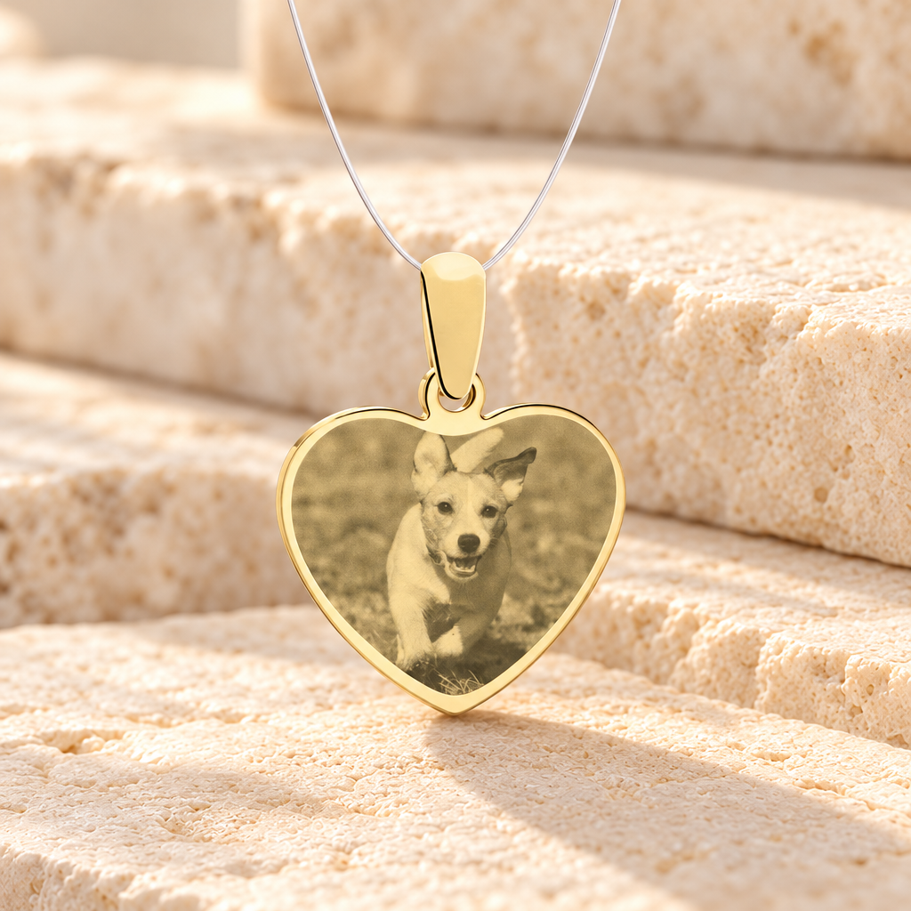Heart Photo Engraved Gold Plated over Stainless Pet Guardian — main — evr7407g