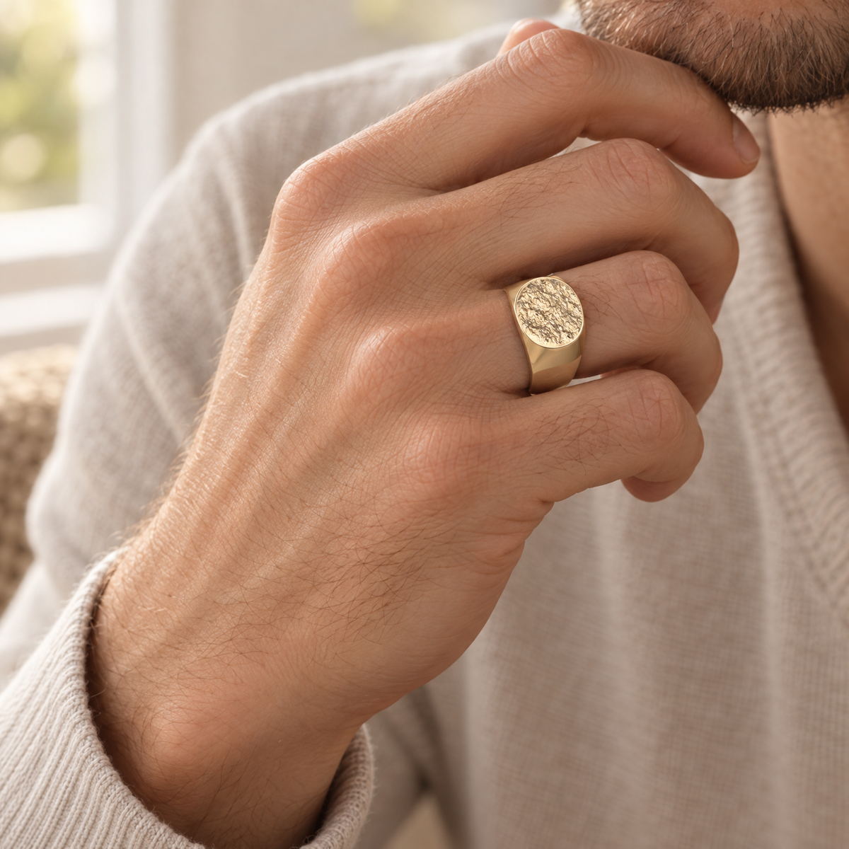 Solid 14K Gold Men's Signet Forever Sealed Memorial Ring — lifestyle — evr20040kgfs