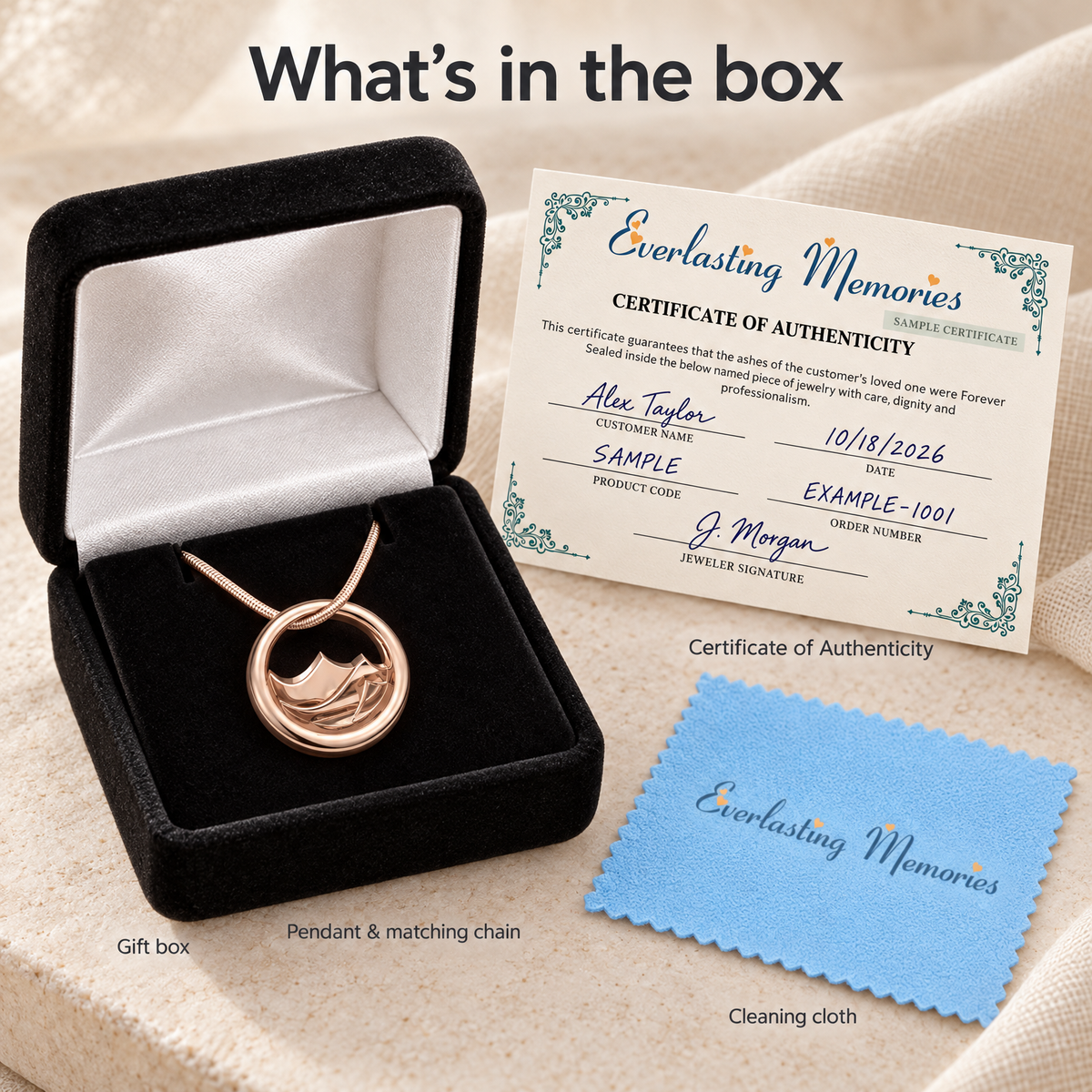 Rose Gold Plated Appalachia Forever Sealed Memorial Jewelry — whats in box — evr20006rgfs