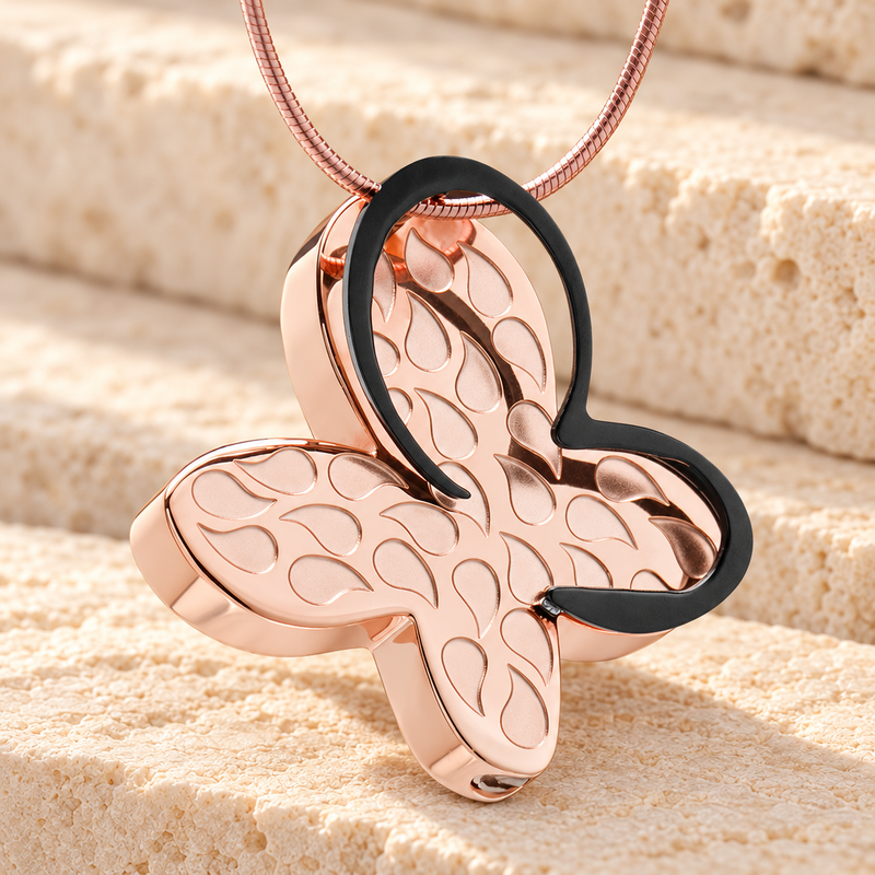 Rose Gold Wakeful Butterfly Urn Pendant