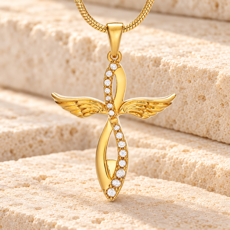 Gold Splendor Cross Urn Pendant