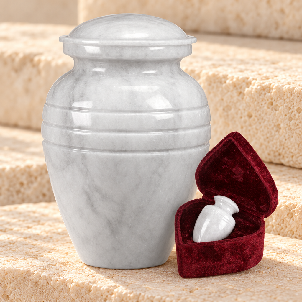 White Grain Marble Urn — main — evr9123white
