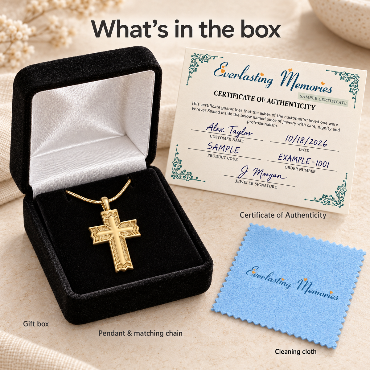 Gold Plated Rosedale Cross Forever Sealed Keepsake Urn Jewelry — whats in box — evr1079gfs